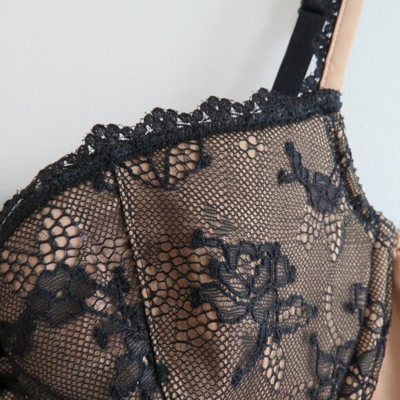 VICTORIA'S SECRET VERY SEXY Gold Black Lace Bustier Bra Goth Fairy - Size 34B - Picture 4 of 15